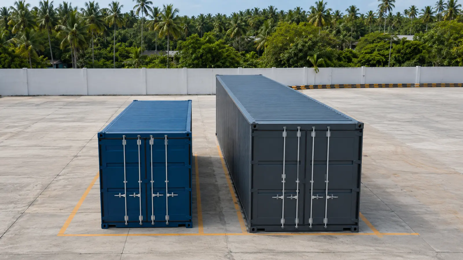 Visual reference for 20ft vs 40ft container