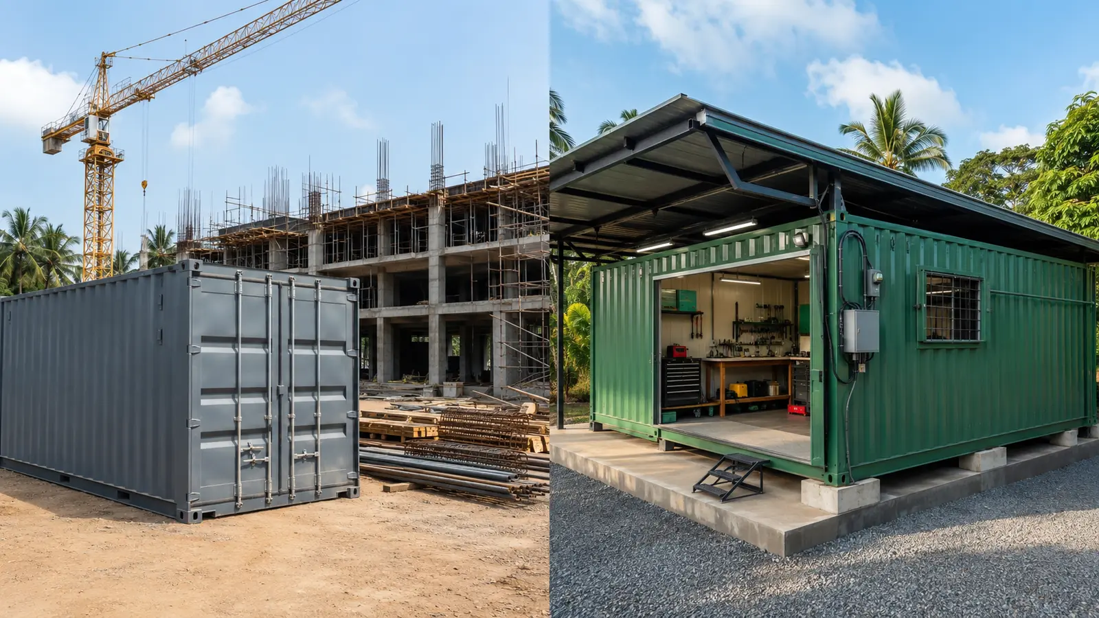 Visual reference for buy vs rent a container