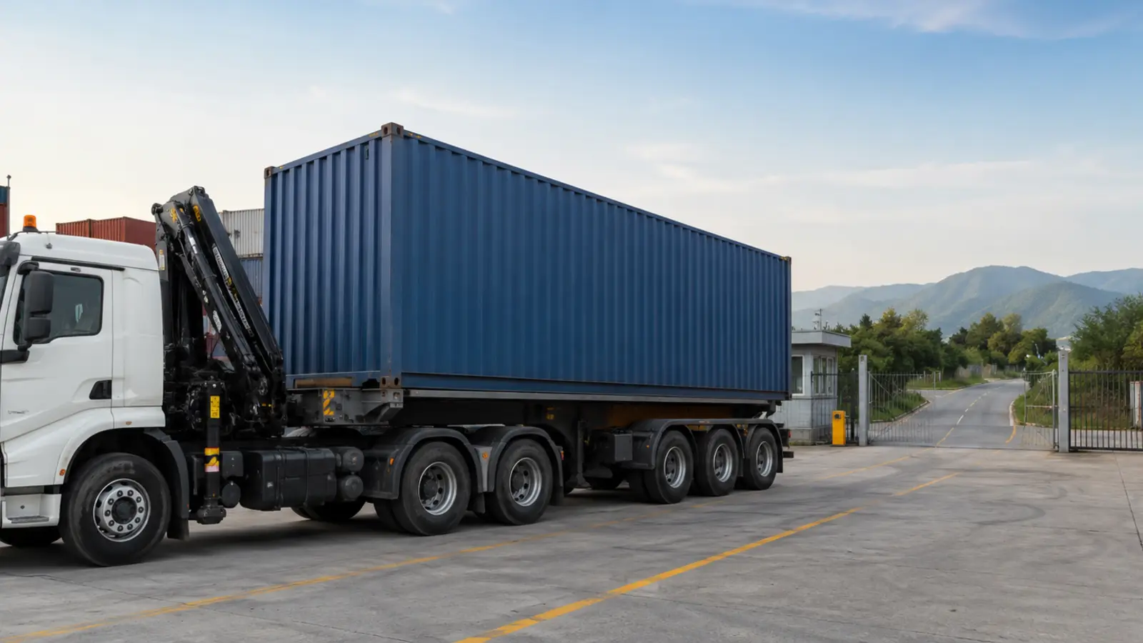 Container delivery truck travelling through Sri Lanka